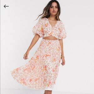 Asos design wrap flora midi dress